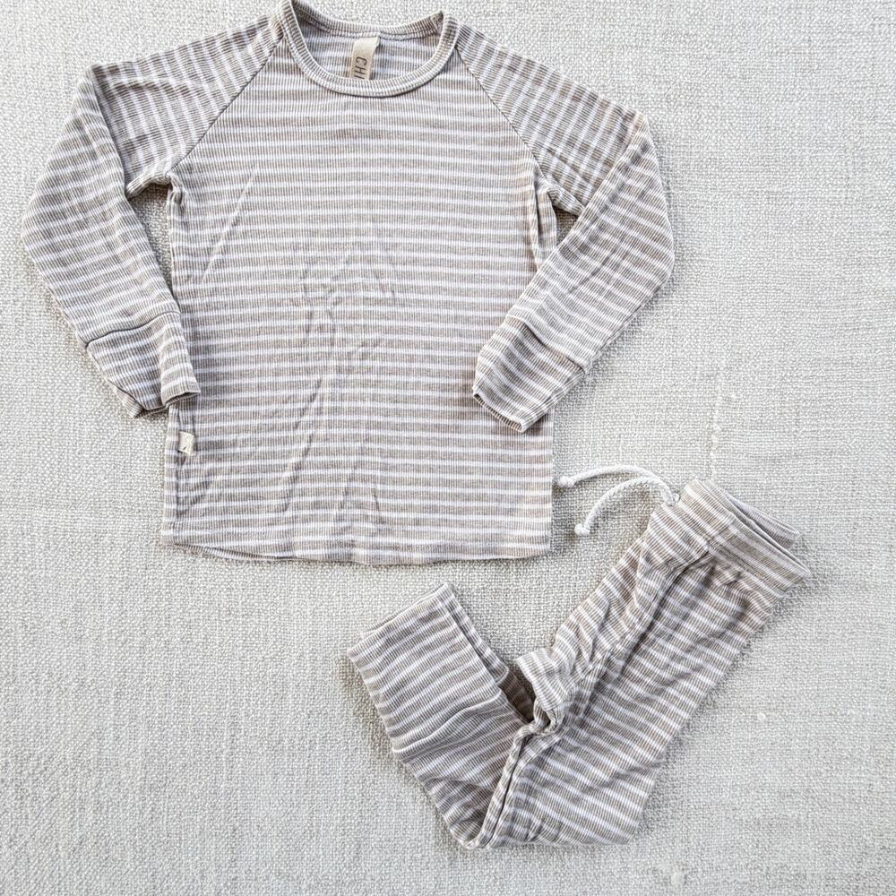 Childhoods Tan Striped Rib Knit Set VGUC 2T